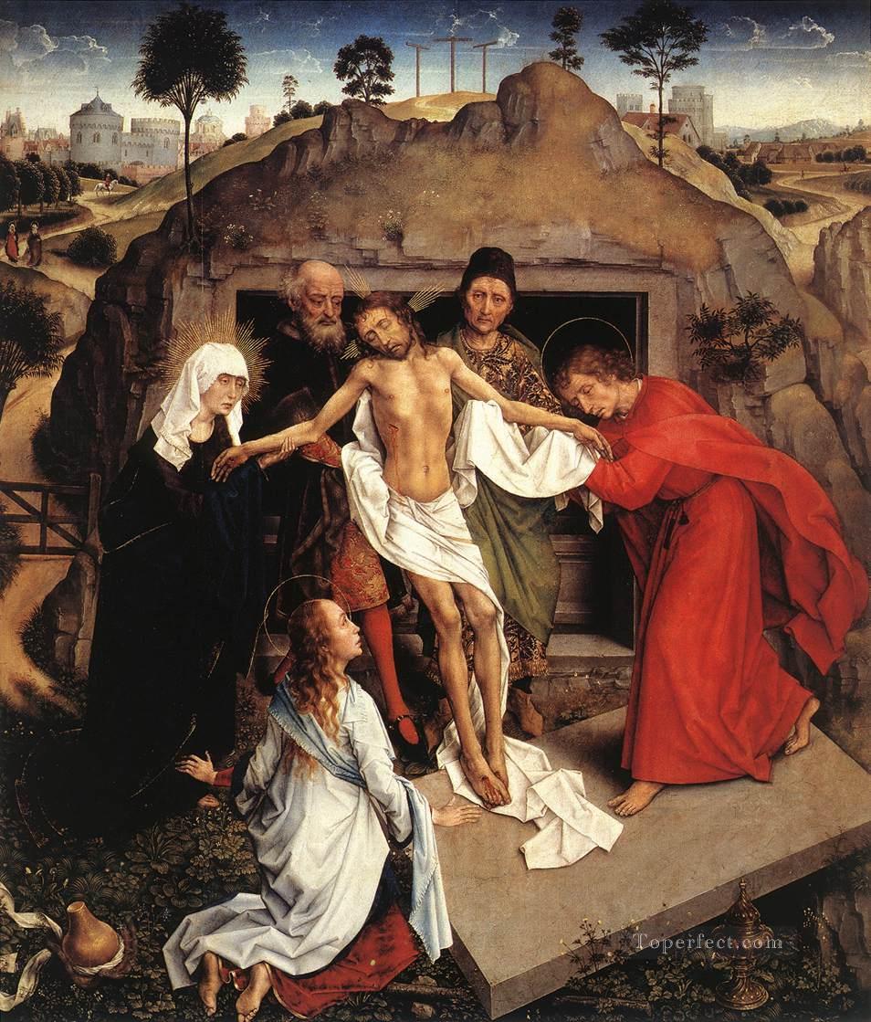 Mise au tombeau du Christ religieux Rogier van der Weyden Peintures à l'huile